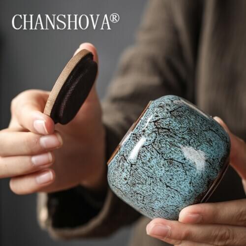 CHANSHOVA Chinese style Ceramic tea box Handmade Tea Caddies Sealing Bamboo Lid China porcelain tea set H629