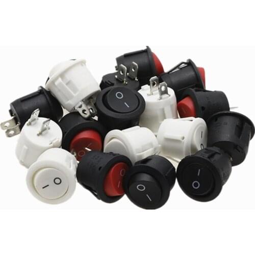 Push Button Circle Rocker Switch Pin Position 250V Snap-in Light On Off On Smart Eletronics Switches Waterproof Cap accessories
