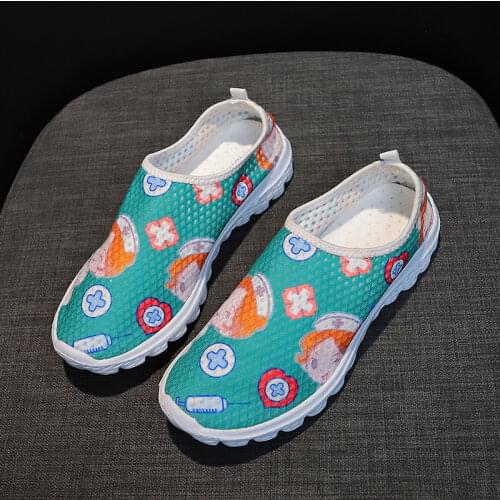 Cute Nurse Doctor Medical Print Casual White Sneakers for Women Jogging Shoes Slip on Flats Sports Shoes Summer Beach
