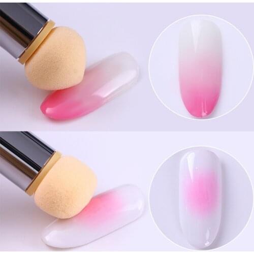 5pcs Set Soft Sponge Replaceable Heads for Glitter Powder Nail Brush Round Sharp Head Random of Gradient Pen Tool