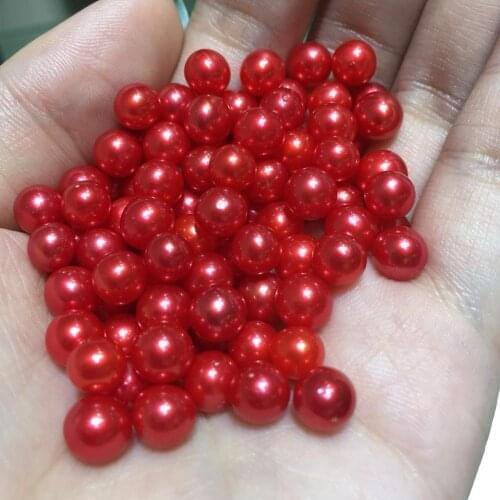 True red pearls 6-8mm round real red and green bule freshwater loose pearls for pearl cage locket 3A loose pearls 10Pcs/Lot N66