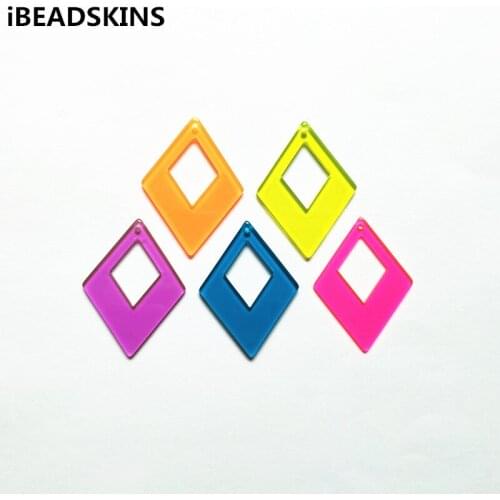 New arrival! 43x32mm 100pcs acrylic Neon effect rhombus-shape charms for stud earrings/earrings accessories/Earring parts DIY