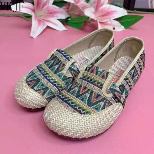 New Womens Loafers Ladies Ballet Flats Folk-custom Espadrilles Slip-on Shoes Comfort Female Soft Waliking Shoes