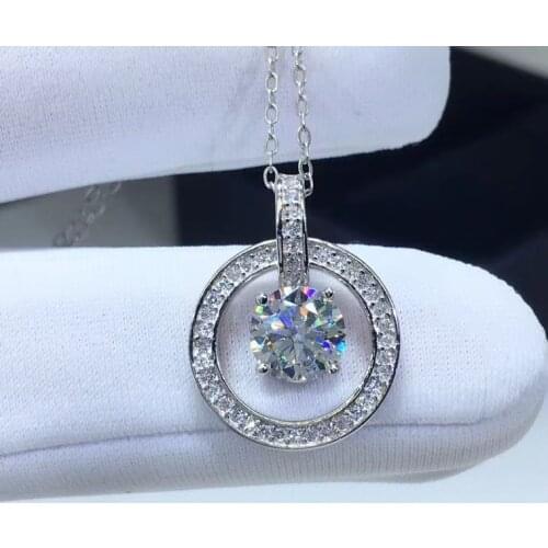 Passed Diamond Test 1ct Perfect Cut D Color VVS1 Moissanite Double Round Pendant Necklace S925 Sterling Silver Luxury Jewelry