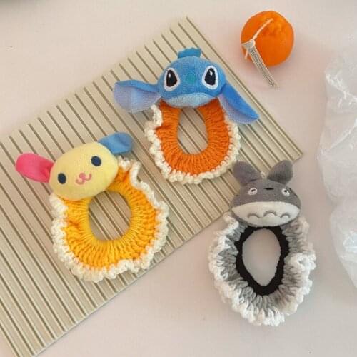 New Girls Cute Cartoon Animal Headband Knitting Scrunchie Kid Sweet Ponytail Hair Tie Elastic Hair Band Fashion Hair Accessories