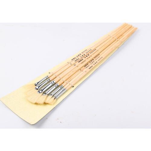 Pig bristle fan shape fish tail clear paint rod oil painting brush pen 7 pcs suit gouache paint brush Art for Supplies