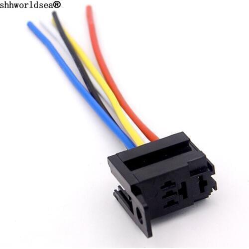 Shhworldsea 4 pin 5 pin relay socket with wire for 30A 12V 24V car relay