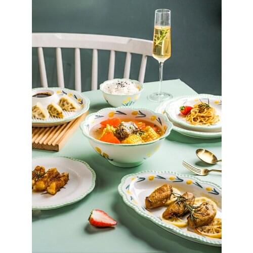 Modern Cute Dinner Plates Fashion Porcelain Creative Design Dinner Plates Unique Home Vajilla Platos Home Accessories EI50TZ