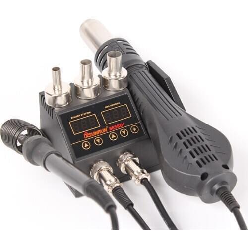 2 in 1 760W Soldering Station LCD Digital Display Welding Rework Station for Cell-phone BGA SMD PCB IC Repair Solder Tools 8858D