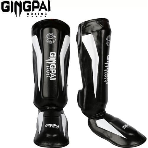 Thicken Boxing Shin Guards PU Leather Protection Leggings Equipment Martial Arts Muay Thai Leg Guard Taekwondo Ankle Protectors