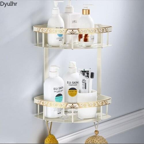 European-style paint triangular basket space aluminum double-layer corner rack thickened wall-mounted shelf bathroom accessories