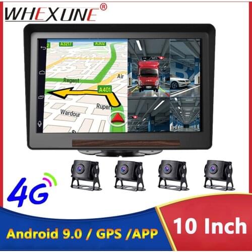 WHEXUNE 4G Truck car DVR android 9.0 GPS Navigation Dash Camera 10 inch Rearview Cam Vehicle Video Recorder For Car Bus Parking