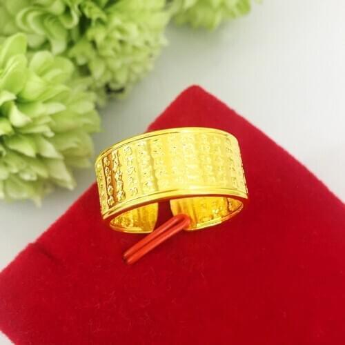 Vintage 24K gold color copper Ring Big Wide Finger Rings For Men Jewelry Buddhist Tibetan Blessing finger indian jewelery gifts