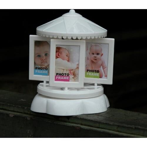Rotating music box clockwork set-up photo frame Carousel 2 inch 8 photo frame