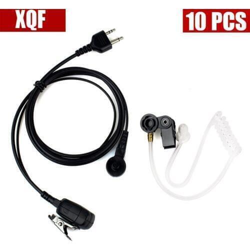 XQF 10PCS 2 Pin Acoustic Tube Earpiece Mic PTT Headset for Midland G5 G6 G7 G8 G9 Radio