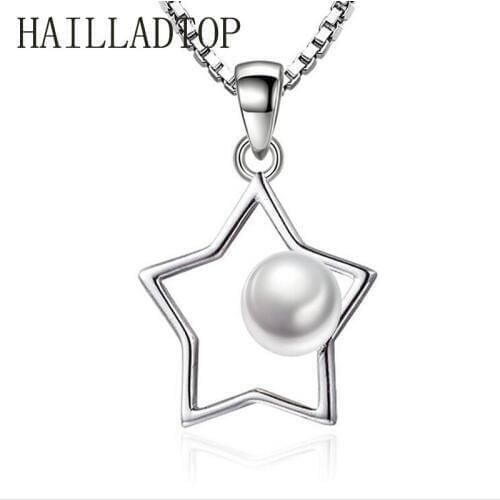 Pendent Necklace New Trendy Female Luxury Ladies Five-pointed Star Silver Necklace Pendant Fashion Simple luxury Pearl Pendant