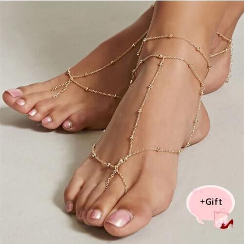 Women Popular Beach Summer Anklets Fashion personality Metal ball anklet texture beach anklet For Women Anklet Jewelry