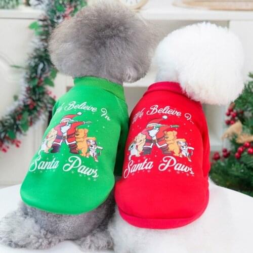 We Believe Santa Paws Print Dog Jumpsuit Apparel Pet Shirt Pajamas Dog Xmas Dog Dressing Pet Supplies Cute Pets Ropa Perro