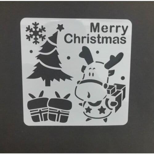 13*13 Christmas deer Layering Stencils for Diy scrapbook/photo album Decorative Embossing coloring,painting stencil,home decor