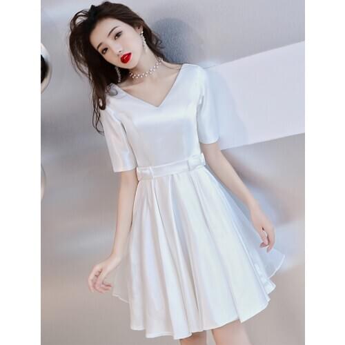 2020 New White Evening Dress Temperament Short Banquet Princess Skirt Student Dress Formal Dresses Evening Gown Formal Dress