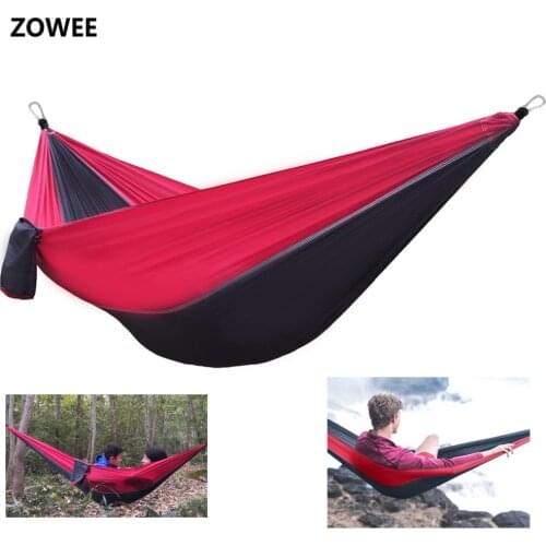 210T Nylon Parachute Hammock Light Weight Outdoor Camping Portable Single Hammock with hammock ropes and hammock carabiners