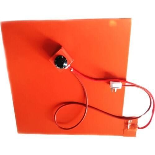 220V 1500W 500*500*1.5mm Silicone Heater for 3d printer dial thermostat on wire 1500mm lead wire