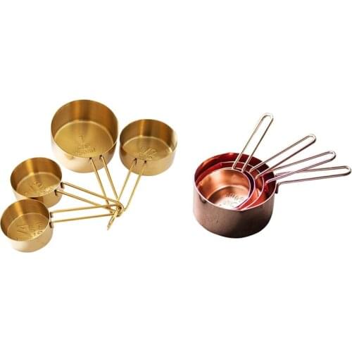 4Pcs Stainless Steel Measuring Cups Sturdy Metal Measuring Cups Baking Cooking Utensils for Dry and Liquid