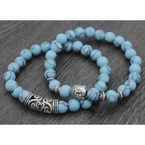 8mm copper jk34 white Howlite Yoga elastic thread adjusted Frosted turquoise black volcanic lava Stone bead Bracelet Bangles