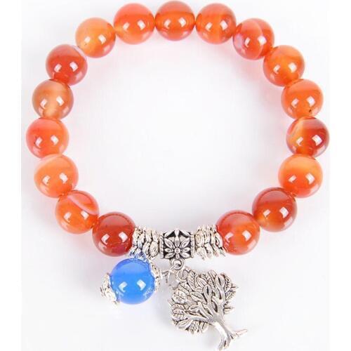 Natural Stone yellow Vein Agates Onyx stone Bracelets Tree of Life Bracelet Beads Reiki Healing Meditation Energy Bangles