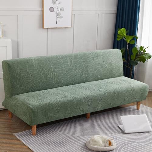 Armless Sofa Bed Cover Waterproof Jacquard Sofa Cover Embossed Lazy Dustproof Couch Cover Slipcover
