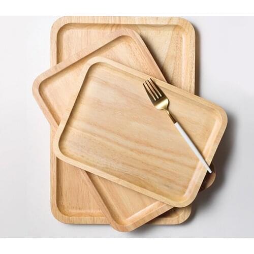 Wooden Plate Serving Tray Large Coffee Tea Tray Cake Dessert Serving Plate Dishes Wood Tray Kitchen Wooden Utensils Tableware