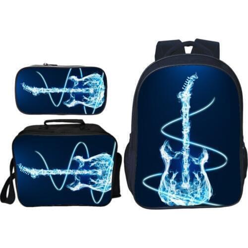 3 Pcs/ Set Children Schoolbag Orthopedic Backpack Musical instrument Prints Satchel School Bags Mochila Escolar Feminina