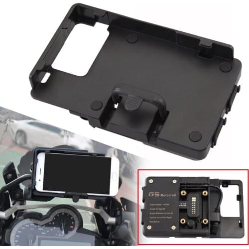 For BMW R1200GS Mobile Phone Navigation Bracket GPS Holder Carrier ADV F700 800GS CRF1000L Motorcycles USB Charging 12MM
