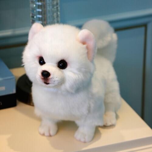 Fancytrader Lovely White Dog Pomeranian Plush Toy Stuffed Cute Quality Animals Dogs Doll 25cmX10cmX20cm