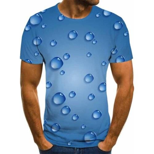 2021 New Casual Personalized T-shirt Mens Round Neck Short Sleeve Mens T-shirt Summer High Drops of Water Street Style 3d Top