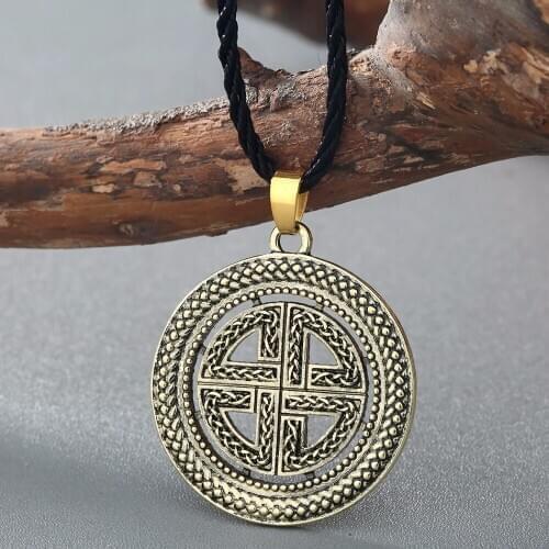 Kinitial Retro Sheild knot Asatru Pendants Necklaces Charm Knot Cross Pendants & Necklaces Male Female Faith Punk Jewelry