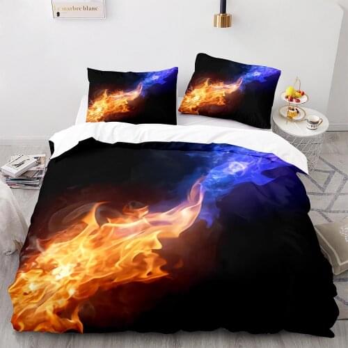 Colorful Flame Bedding Set Single Twin Full Queen King Size Ice And Fire Blaze Bed Set Children Kid Bedroom Duvetcover Sets 013