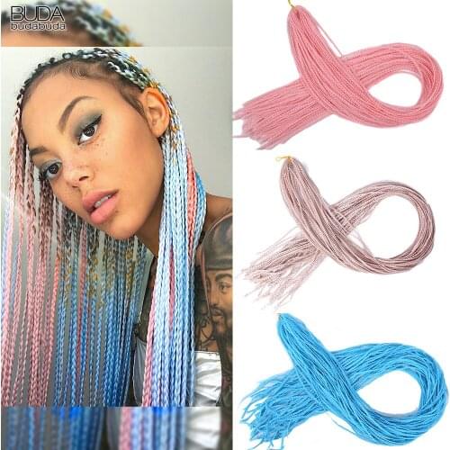 Crochet Box Braiding Synthetic Zizi Braids Hair Extensions Orange Pink 28 Inch Long Straight Crochet Braiding Hair For Women 50g