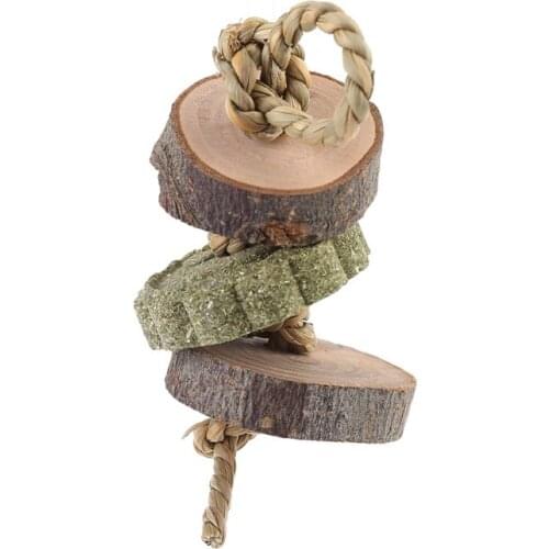 Rabbit Grass Cake Wooden Molar Toy Pet Chinchillas Hamster Bite String