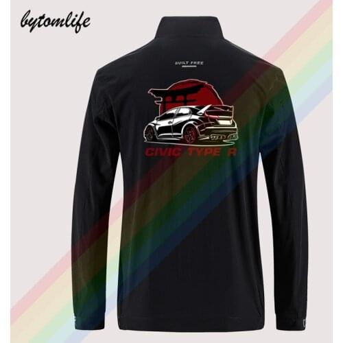 Honda Civic Type R Car Slim Sport Jacket Mens Street Windbreaker Zipper Thin Jacket Casual Back Printing Jacket Asian Size