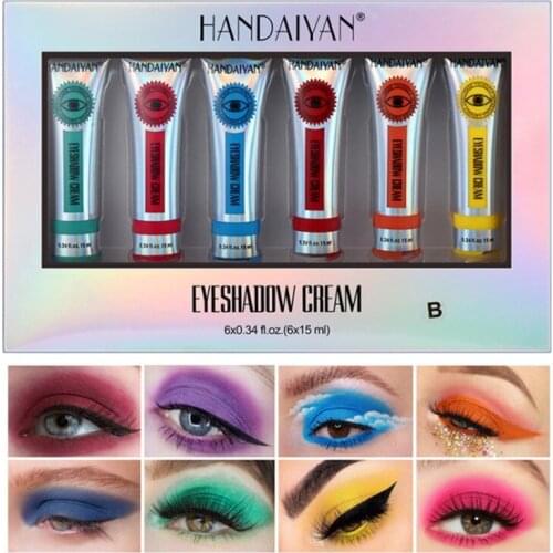 6 Colors Set Matte Glitter Eyeshadow Cream Lipstick Eyebrow Eyeliner Gel Long Lasting Highly Pigmented