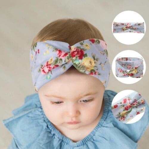 50% NEW Infant Hair Band Floral Print Hair Accessories Breathable Baby Cross Knot Headband for Photography Babies Accessories