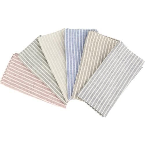 Plain White Striped Cloth Napkins Set of 12 pcs 17x17inches cotton Napkins Dinner table Napkins for Events & Home Use
