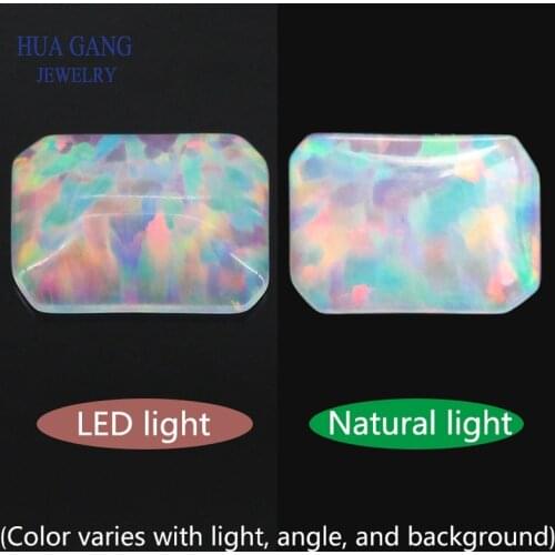 FI06 Opal Loose Stones Rectangle Shape Base Cabochon Created Opal Beads Semi-Precious Stones For Jewelry Making 3x5mm-10x14mm
