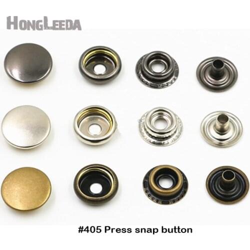 Wholesale 100sets/lot 15mm four part brass metal button ring snap press button snap fasteners silver, bronze, black #201/405