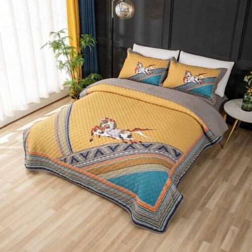 Bed sheet Bedspread pillowcase bed cover spring and summer cool air conditioning thickened quilted bed cover blanket Horse