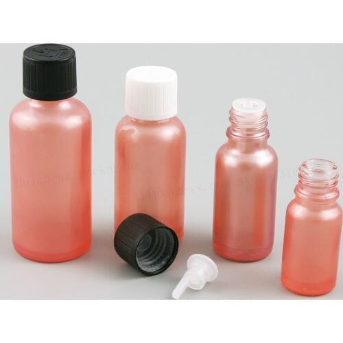 Empty Paint Pink Essential Oil Bottle Containers Packaging With Childproof Cap 1/3oz 1oz 50ml 100ml 12pcs