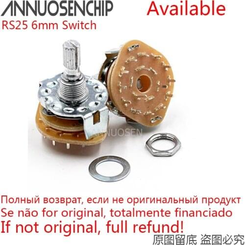 RS25 6mm Knurl Shaft Panel Mount 1P11T 2P4T 2P5T 2P6T 3P3T 3P4T 4P3T Rotary Band Switch Selector