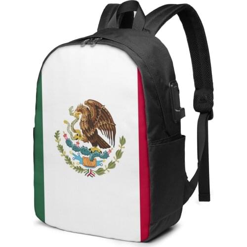 School Bag for Boy and Girl Mexico Flag Backpack with USB Charging Funny Daypack For Teenager Student