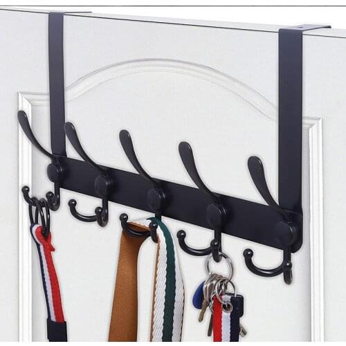 Nordic Stainless Steel Door Rear Hooks Rack Detachable Wall Hanging Hat Bag Key Storage Shelf